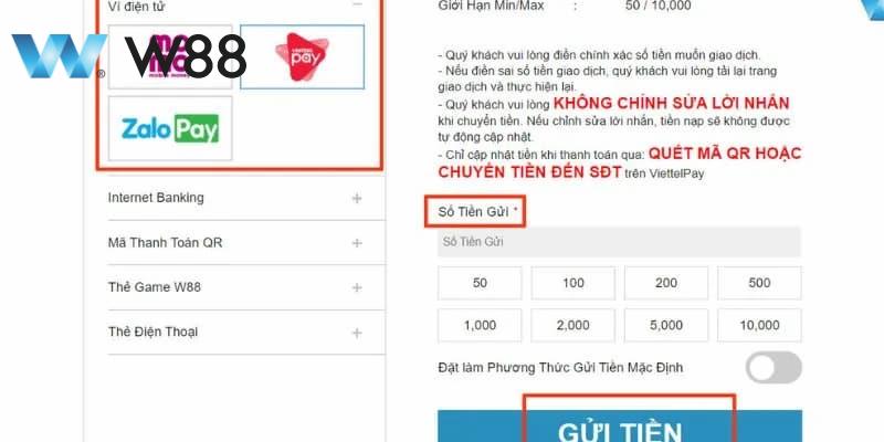 Chỉ dẫn các bước thanh toán nạp qua ví điện tử